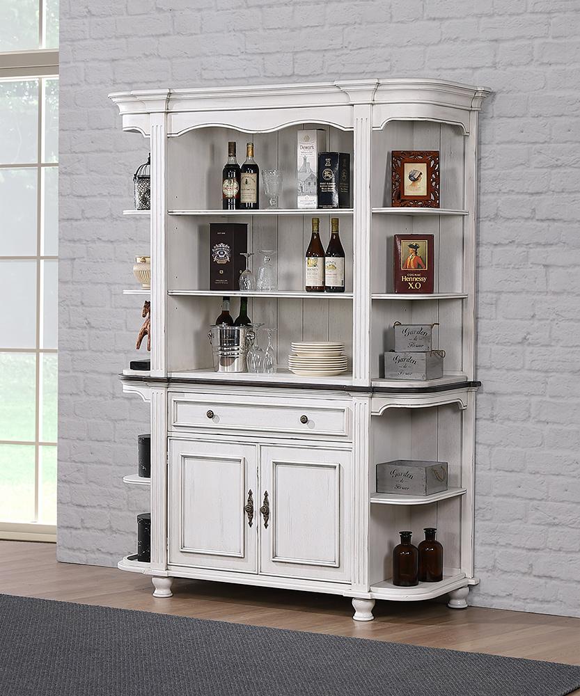 Sunset Trading - French Chic China Cabinet  - Distressed Antique White and Walnut Brown - DLU-FC-BH veiw 2