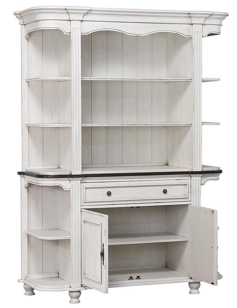 Sunset Trading - French Chic China Cabinet  - Distressed Antique White and Walnut Brown - DLU-FC-BH veiw 3
