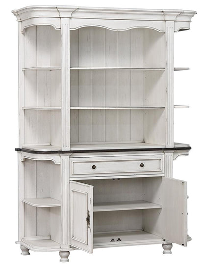Sunset Trading - French Chic China Cabinet  - Distressed Antique White and Walnut Brown - DLU-FC-BH veiw 3