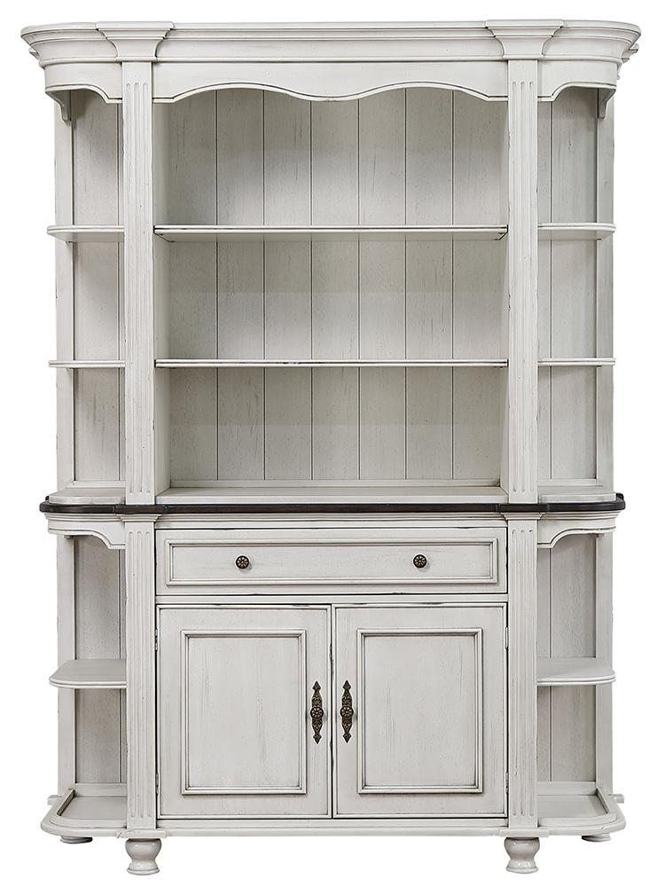 Sunset Trading - French Chic China Cabinet  - Distressed Antique White and Walnut Brown - DLU-FC-BH veiw 4