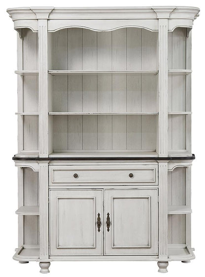 Sunset Trading - French Chic China Cabinet  - Distressed Antique White and Walnut Brown - DLU-FC-BH veiw 4