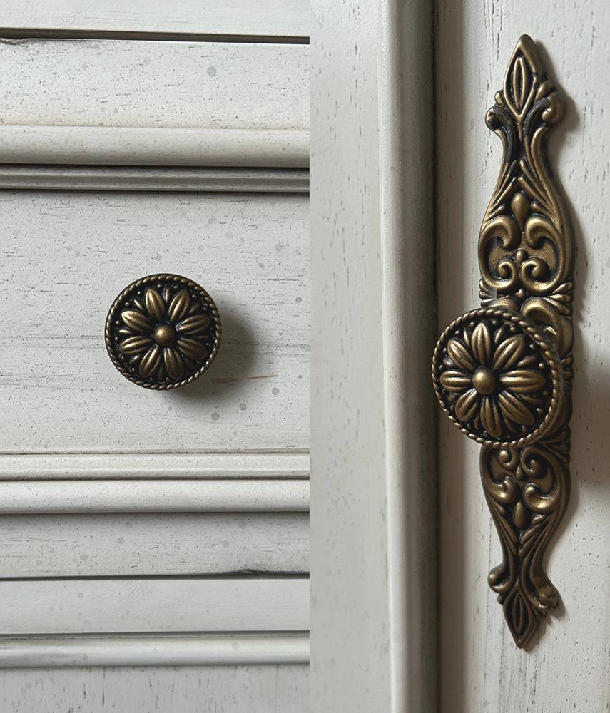 Sunset Trading - French Chic China Cabinet  - Distressed Antique White and Walnut Brown - DLU-FC-BH veiw 7