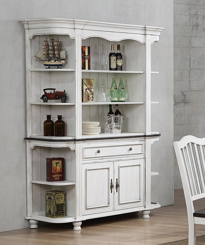 Sunset Trading - French Chic China Cabinet  - Distressed Antique White and Walnut Brown - DLU-FC-BH veiw 8