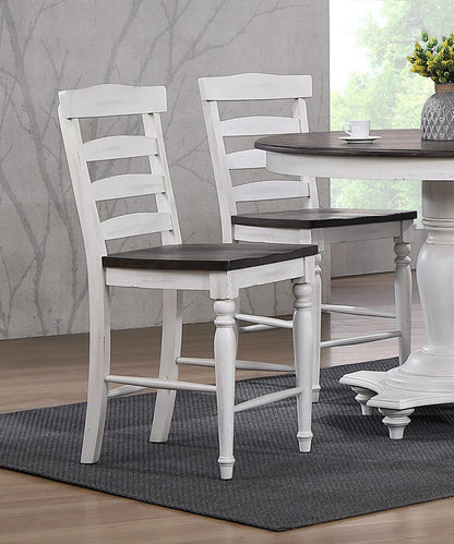 Sunset Trading - French Chic Ladder Back Barstools (Set of 2) - Distressed Antique White and Walnut Brown - DLU-FC1432-24W-2 veiw 2