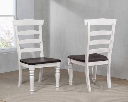 Sunset Trading - French Chic Ladder Back Chairs (Set of 2) - Distressed Antique White and Walnut Brown - DLU-FC1432W-2 veiw 1