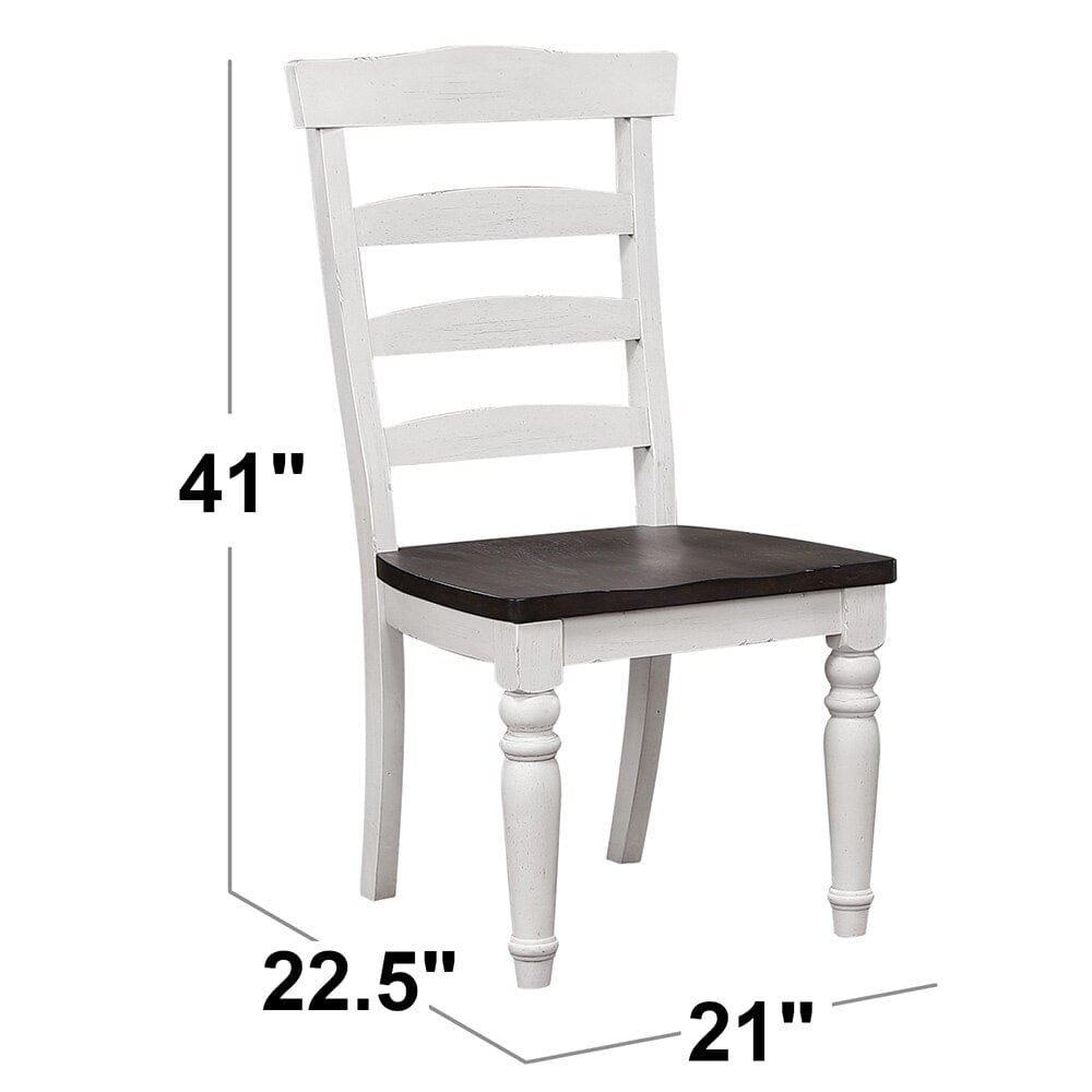 Sunset Trading - French Chic Ladder Back Chairs (Set of 2) - Distressed Antique White and Walnut Brown - DLU-FC1432W-2 veiw 3
