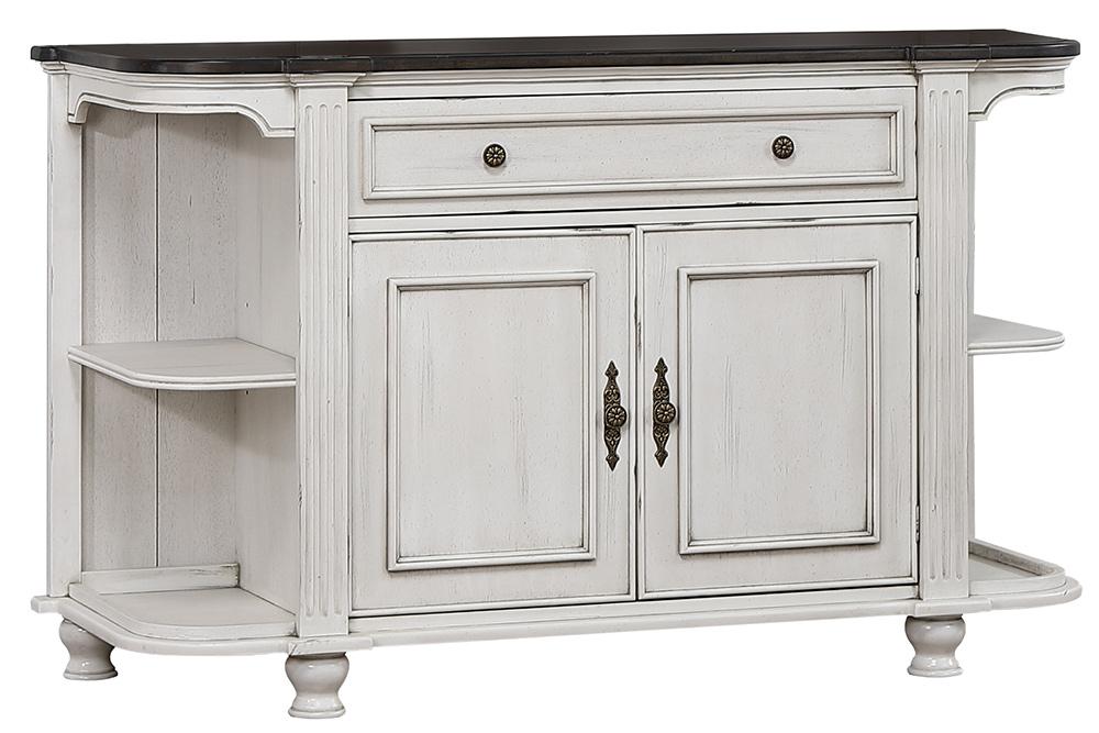 Sunset Trading - French Chic Sideboard with Storage Cabinet and Drawer  - Distressed Antique White and Walnut Brown - DLU-FC-BUF veiw 1