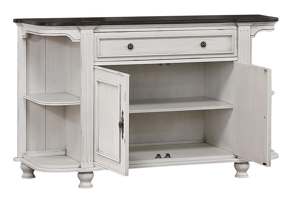 Sunset Trading - French Chic Sideboard with Storage Cabinet and Drawer  - Distressed Antique White and Walnut Brown - DLU-FC-BUF veiw 3