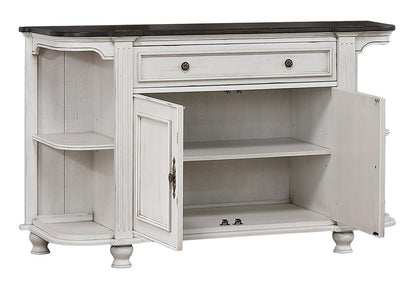 Sunset Trading - French Chic Sideboard with Storage Cabinet and Drawer  - Distressed Antique White and Walnut Brown - DLU-FC-BUF veiw 3