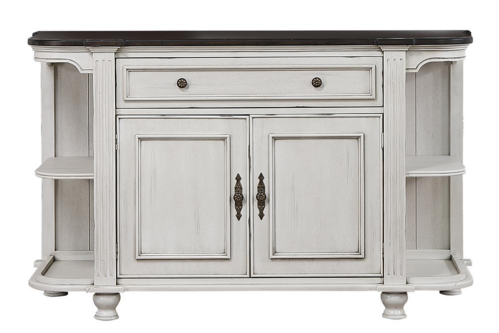 Sunset Trading - French Chic Sideboard with Storage Cabinet and Drawer  - Distressed Antique White and Walnut Brown - DLU-FC-BUF veiw 4