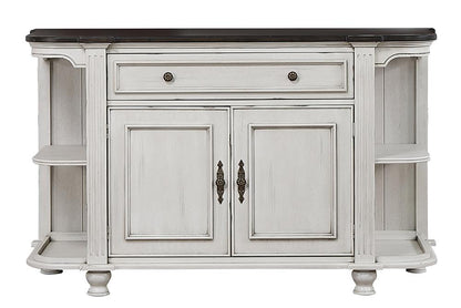 Sunset Trading - French Chic Sideboard with Storage Cabinet and Drawer  - Distressed Antique White and Walnut Brown - DLU-FC-BUF veiw 4