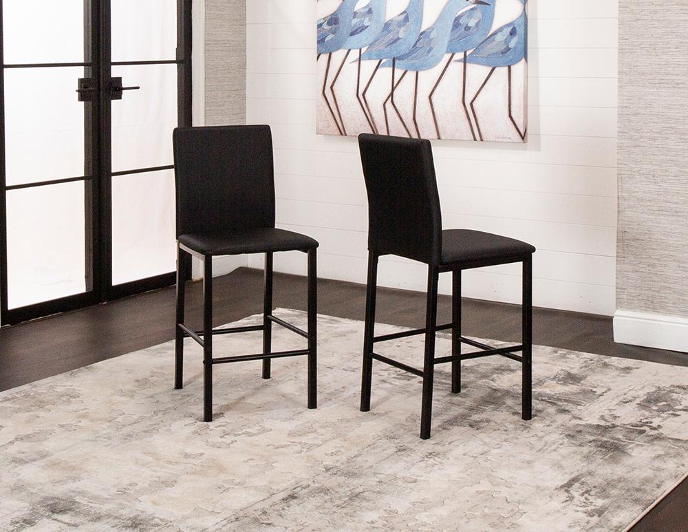 Sunset Trading - Juno 24in Black Faux Leather Barstools (Set of 6) - Black/Matte Black Legs - CR-K2289-24-6 veiw 1