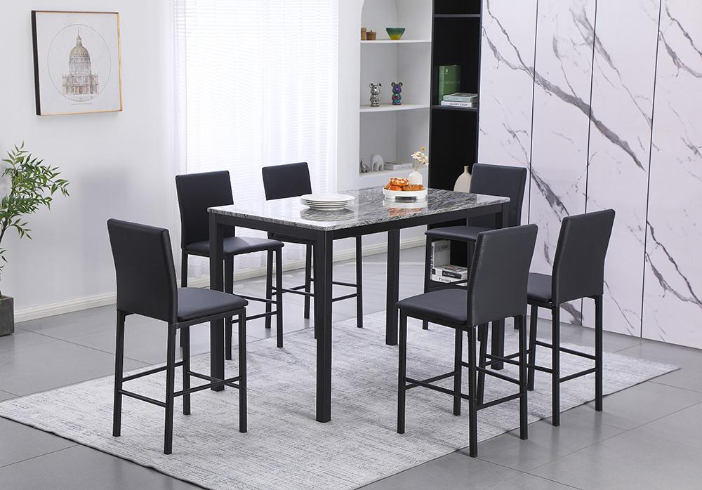 Sunset Trading - Juno 24in Black Faux Leather Barstools (Set of 6) - Black/Matte Black Legs - CR-K2289-24-6 veiw 2
