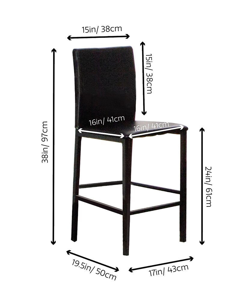 Sunset Trading - Juno 24in Black Faux Leather Barstools (Set of 6) - Black/Matte Black Legs - CR-K2289-24-6 veiw 3