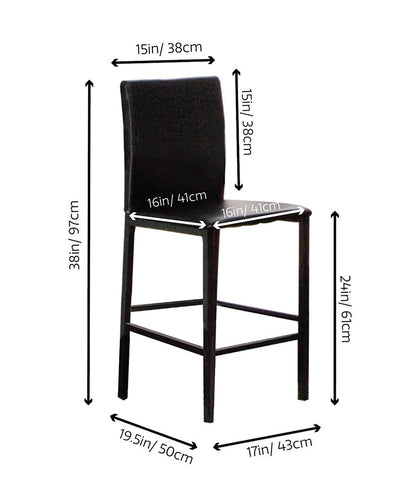 Sunset Trading - Juno 24in Black Faux Leather Barstools (Set of 6) - Black/Matte Black Legs - CR-K2289-24-6 veiw 3