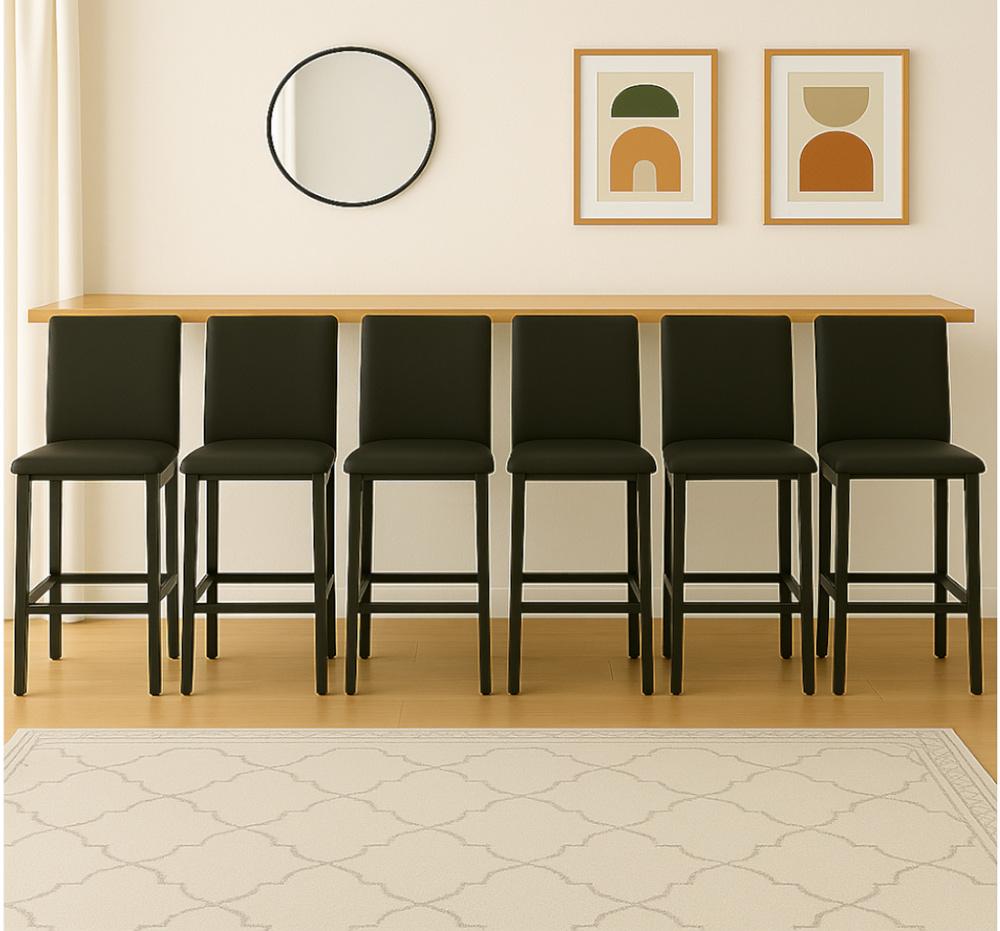 Sunset Trading - Juno 24in Black Faux Leather Barstools (Set of 6) - Black/Matte Black Legs - CR-K2289-24-6 veiw 4