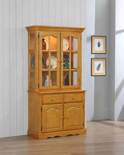 Sunset Trading - Keepsake Buffet and Lighted Hutch in Light Oak Finish - DLU-19-BH-LO veiw 7
