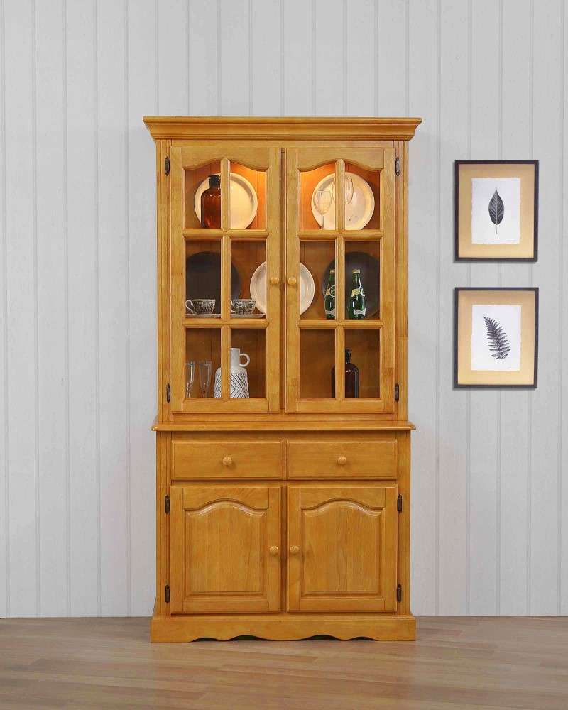 Sunset Trading - Keepsake Buffet and Lighted Hutch in Light Oak Finish - DLU-19-BH-LO veiw 8