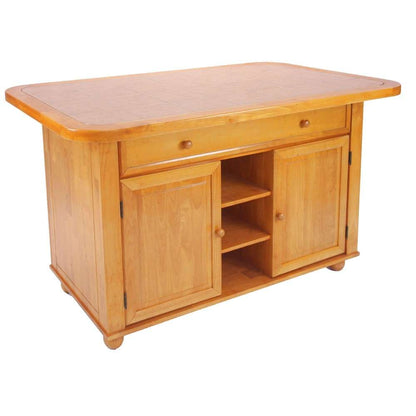 Sunset Trading - Light Oak Finish Kitchen Island with Beige Khaki Tile Top - CY-KITT02-LO veiw 1