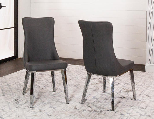 Sunset Trading - Luna Faux Leather Dining Chair (Set of 2) - Charcoal Grey/Silver Chrome Legs - CR-ND353-09-2 veiw 1