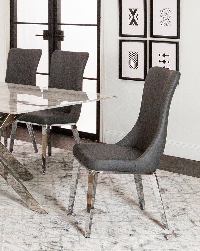 Sunset Trading - Luna Faux Leather Dining Chair (Set of 2) - Charcoal Grey/Silver Chrome Legs - CR-ND353-09-2 veiw 4