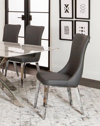 Sunset Trading - Luna Faux Leather Dining Chair (Set of 2) - Charcoal Grey/Silver Chrome Legs - CR-ND353-09-2 veiw 4