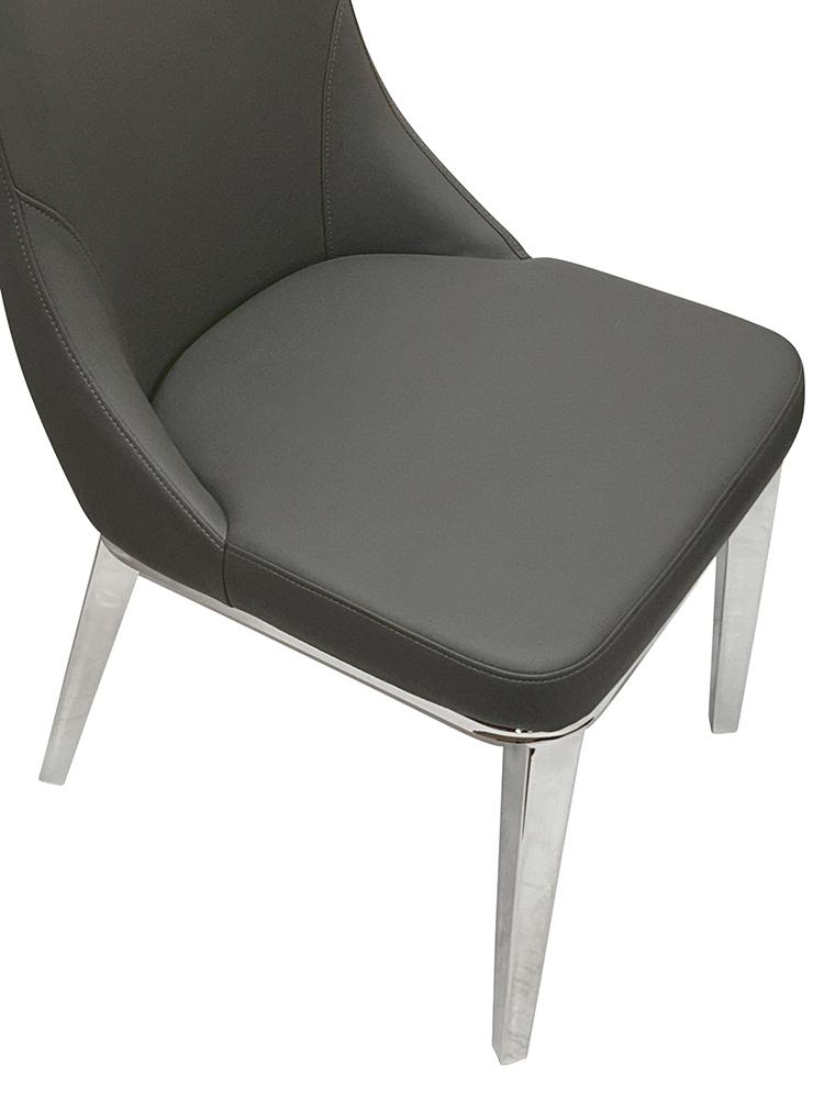 Sunset Trading - Luna Faux Leather Dining Chair (Set of 2) - Charcoal Grey/Silver Chrome Legs - CR-ND353-09-2 veiw 5