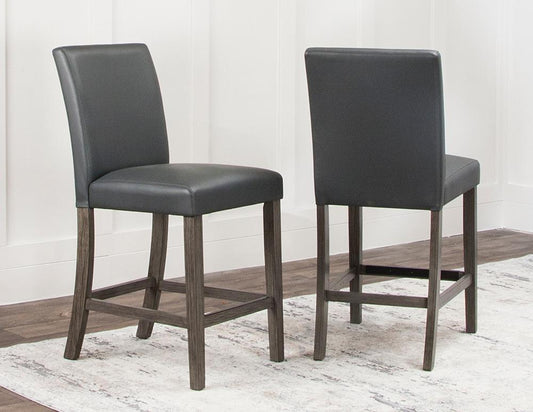 Sunset Trading - Lyons 24in Parsons Padded Dining Stool (Set of 2) - Dark Gray/Brown Wood Legs - CR-TA078-24-2 veiw 1