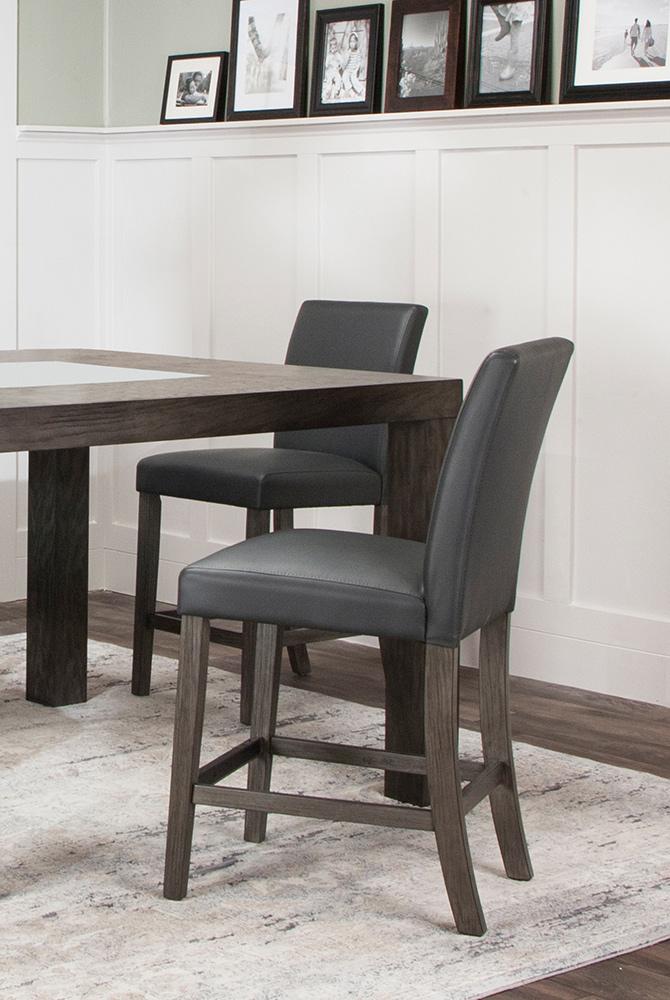 Sunset Trading - Lyons 24in Parsons Padded Dining Stool (Set of 2) - Dark Gray/Brown Wood Legs - CR-TA078-24-2 veiw 3
