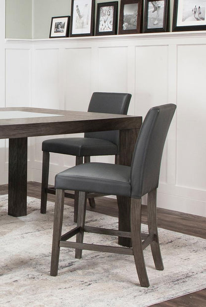 Sunset Trading - Lyons 24in Parsons Padded Dining Stool (Set of 2) - Dark Gray/Brown Wood Legs - CR-TA078-24-2 veiw 3