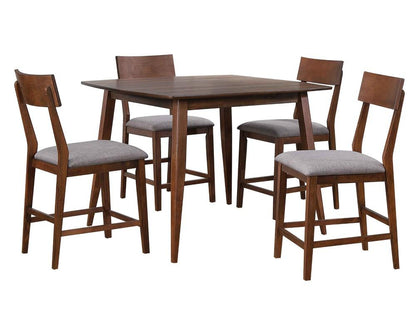 Sunset Trading - Mid Century 5 Piece Square Counter Height Pub Table Dining Set - Padded Performance Fabric Seats - DLU-MC4848-B45-5P veiw 1