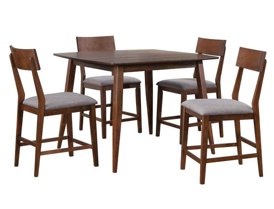 Sunset Trading - Mid Century 5 Piece Square Counter Height Pub Table Dining Set - Padded Performance Fabric Seats - DLU-MC4848-B45-5P veiw 1