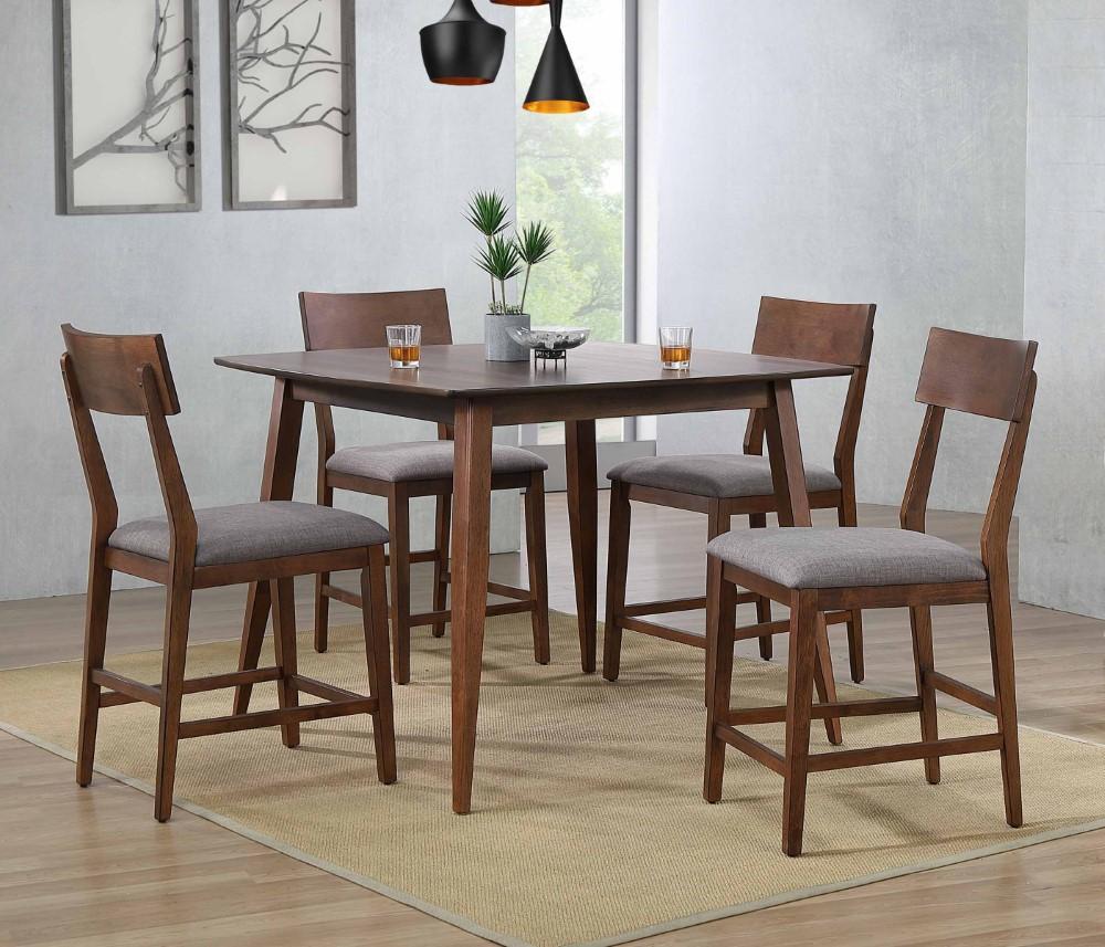 Sunset Trading - Mid Century 5 Piece Square Counter Height Pub Table Dining Set - Padded Performance Fabric Seats - DLU-MC4848-B45-5P veiw 3