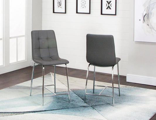 Sunset Trading - Nia 24in Faux Leather Barstools (Set of 2) - Charcoal Grey/Silver Chrome Legs - CR-ND482-24-2 veiw 1