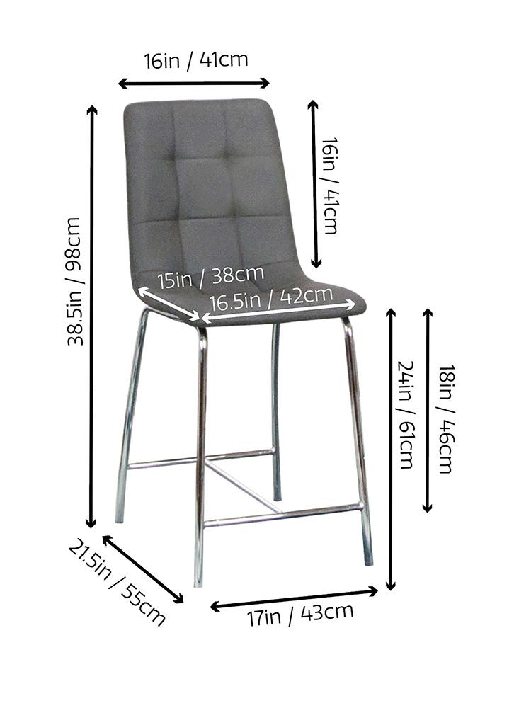 Sunset Trading - Nia 24in Faux Leather Barstools (Set of 2) - Charcoal Grey/Silver Chrome Legs - CR-ND482-24-2 veiw 2