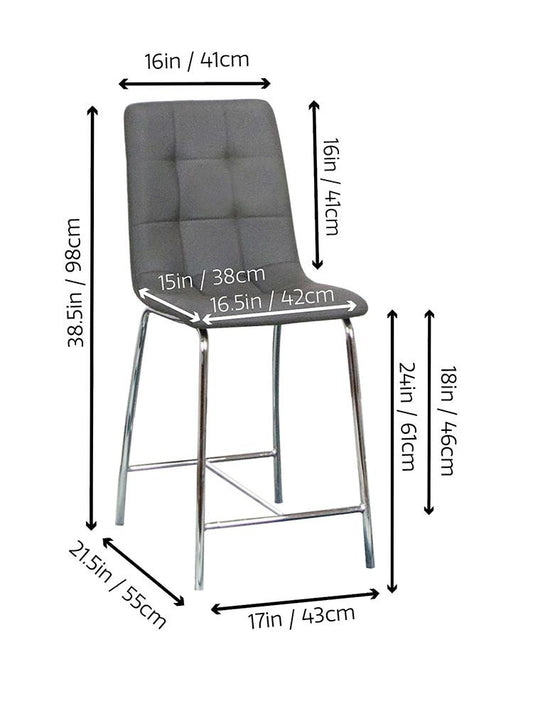 Sunset Trading - Nia 24in Faux Leather Barstools (Set of 2) - Charcoal Grey/Silver Chrome Legs - CR-ND482-24-2 veiw 2