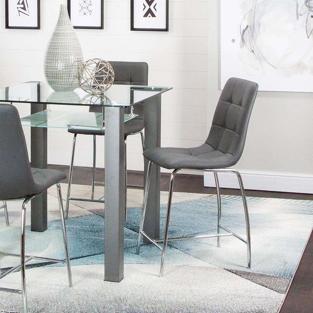 Sunset Trading - Nia 24in Faux Leather Barstools (Set of 2) - Charcoal Grey/Silver Chrome Legs - CR-ND482-24-2 veiw 5