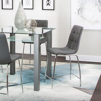 Sunset Trading - Nia 24in Faux Leather Barstools (Set of 2) - Charcoal Grey/Silver Chrome Legs - CR-ND482-24-2 veiw 5