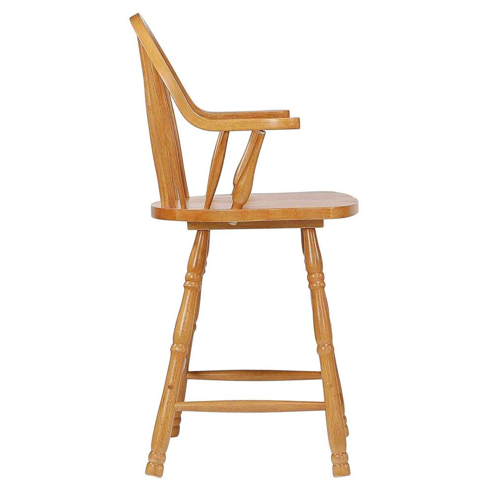 Sunset Trading - Oak Selections 24in Windsor Barstool with Arms (Set of 2) - DLU-B3024A-LO-2 veiw 2