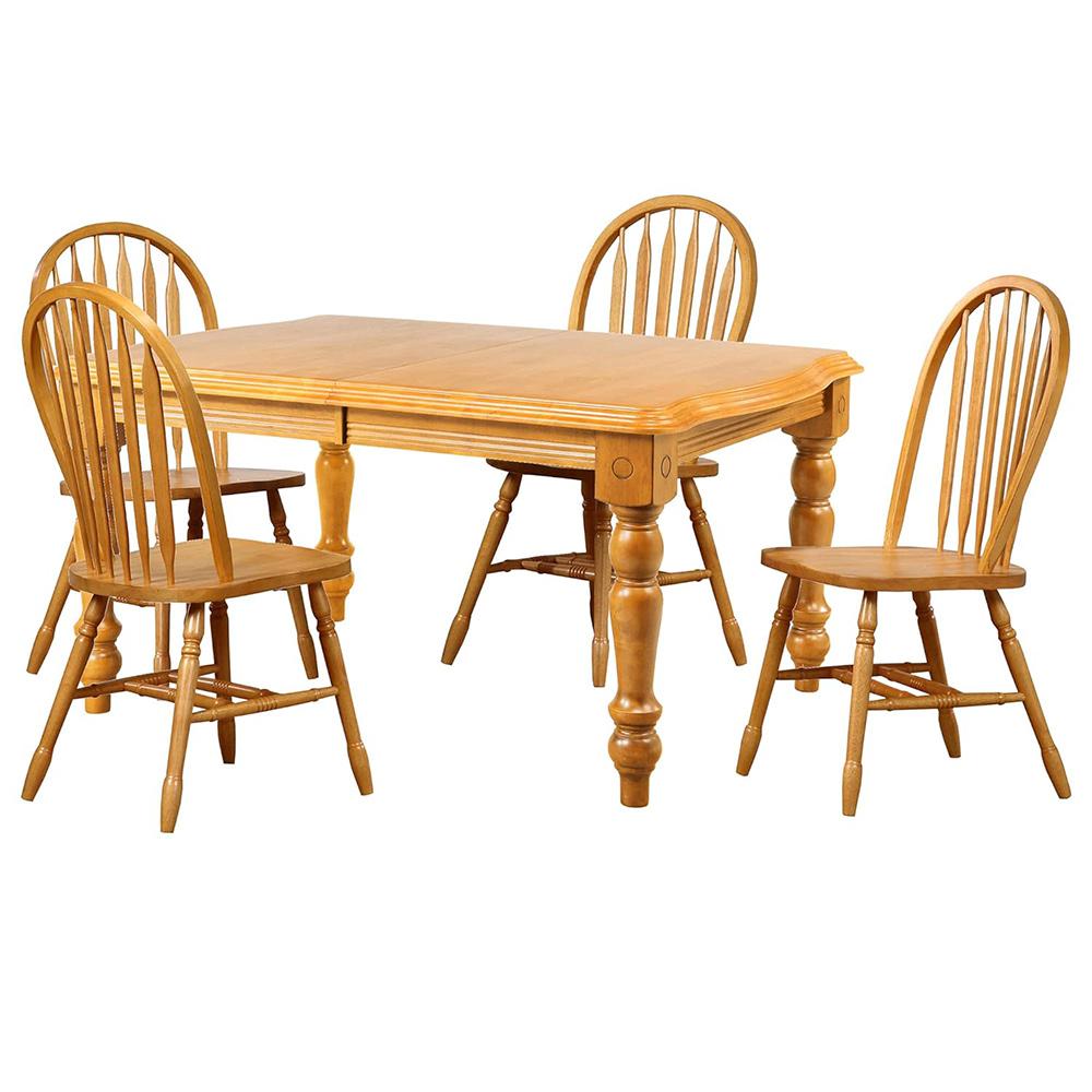 Sunset Trading - Oak Selections 5 Piece 56-72in Rectangular Extendable Dining Set with Arrowback Windsor Chairs  - Light Oak - DLU-SLT4272-820-LO5PC veiw 1