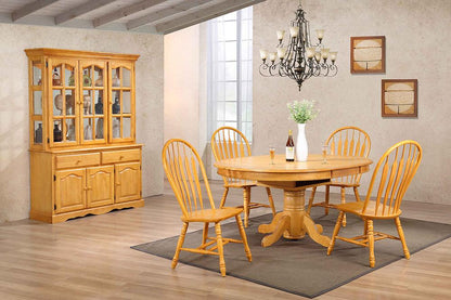 Sunset Trading - Oak Selections 7 Piece 48in Round to 66in Oval Extendable Dining Set  - Light Oak - DLU-TBX4866-4130-22BHLO7PC veiw 2