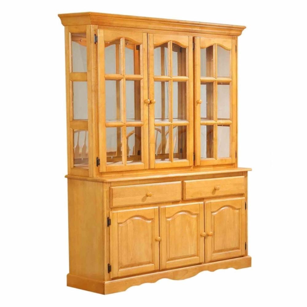 Sunset Trading - Oak Selections Treasure Buffet and Lighted Hutch - Light Oak - DLU-22-BH-LO veiw 1