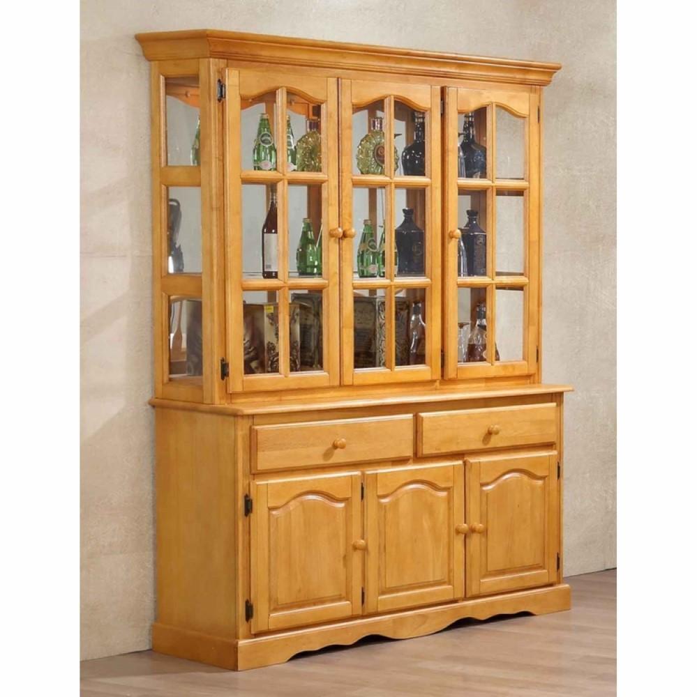 Sunset Trading - Oak Selections Treasure Buffet and Lighted Hutch - Light Oak - DLU-22-BH-LO veiw 3