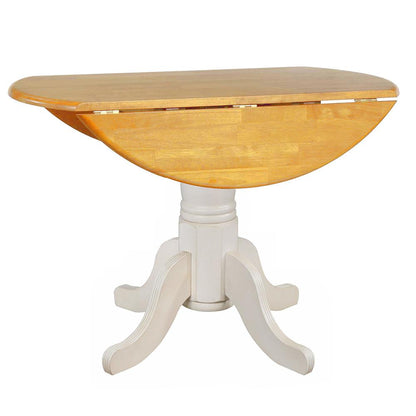 Sunset Trading - Oakley Selections 3 Piece 42in Round Extendable Drop Leaf Table Set  - Distressed Antique White/Light Oak - DLU-AWLO4242-820-3P veiw 5