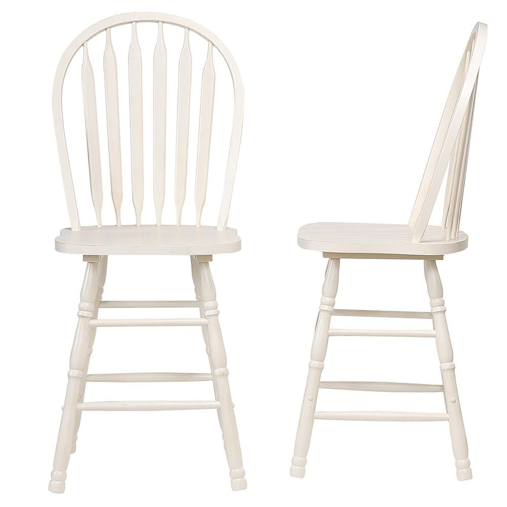 Sunset Trading - Oakley Selections 3 Piece 42in Round Extendable Drop Leaf Pub Table Set  - Distressed Antique White/Light Oak - DLU-AWLO4242CB-B824-3P veiw 5