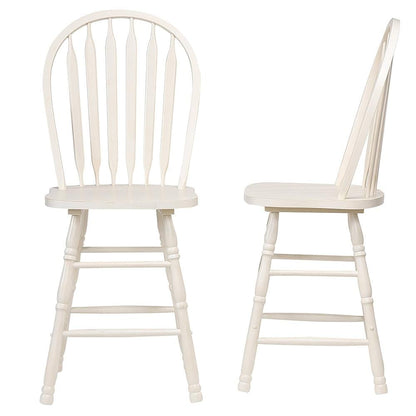 Sunset Trading - Oakley Selections 3 Piece 42in Round Extendable Drop Leaf Pub Table Set  - Distressed Antique White/Light Oak - DLU-AWLO4242CB-B824-3P veiw 5