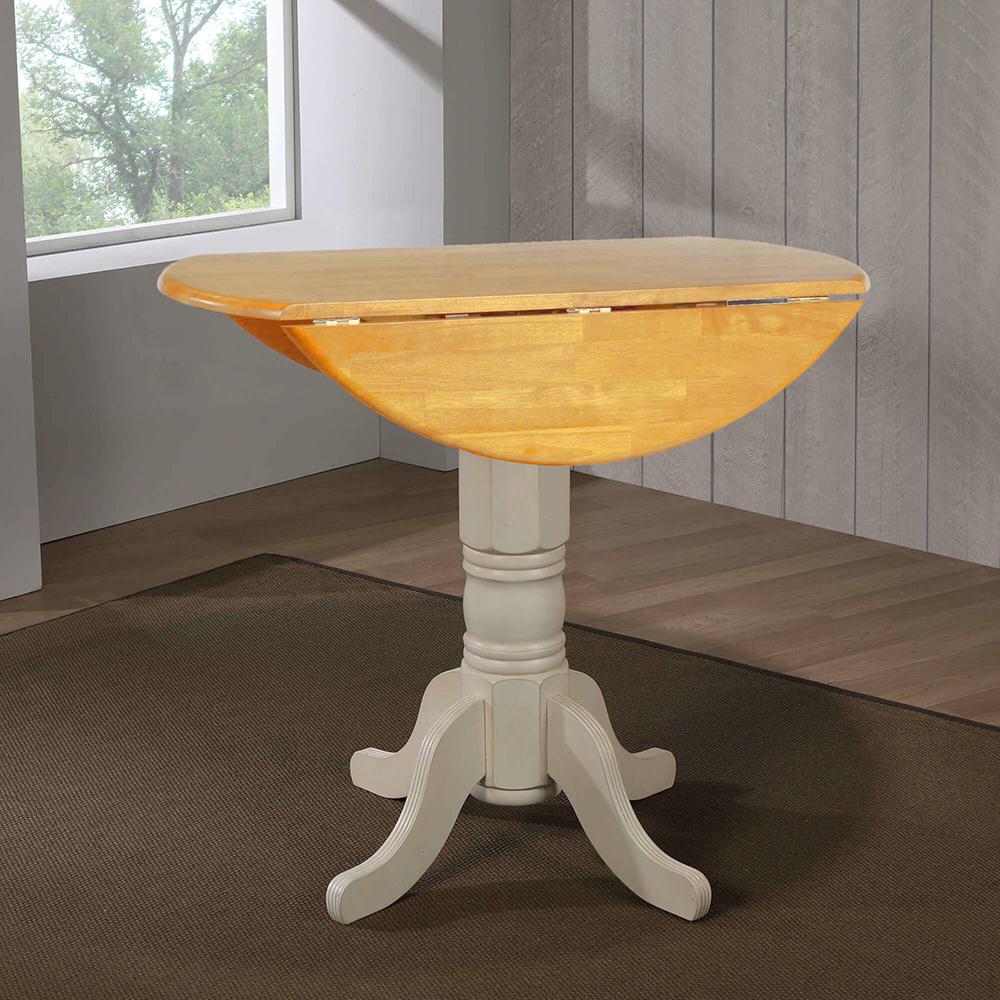 Sunset Trading - Oakley Selections 42in Round Extendable Drop Leaf Counter Height Pub Table  - Distressed Antique White/Light Oak - DLU-AWLO4242CB veiw 2