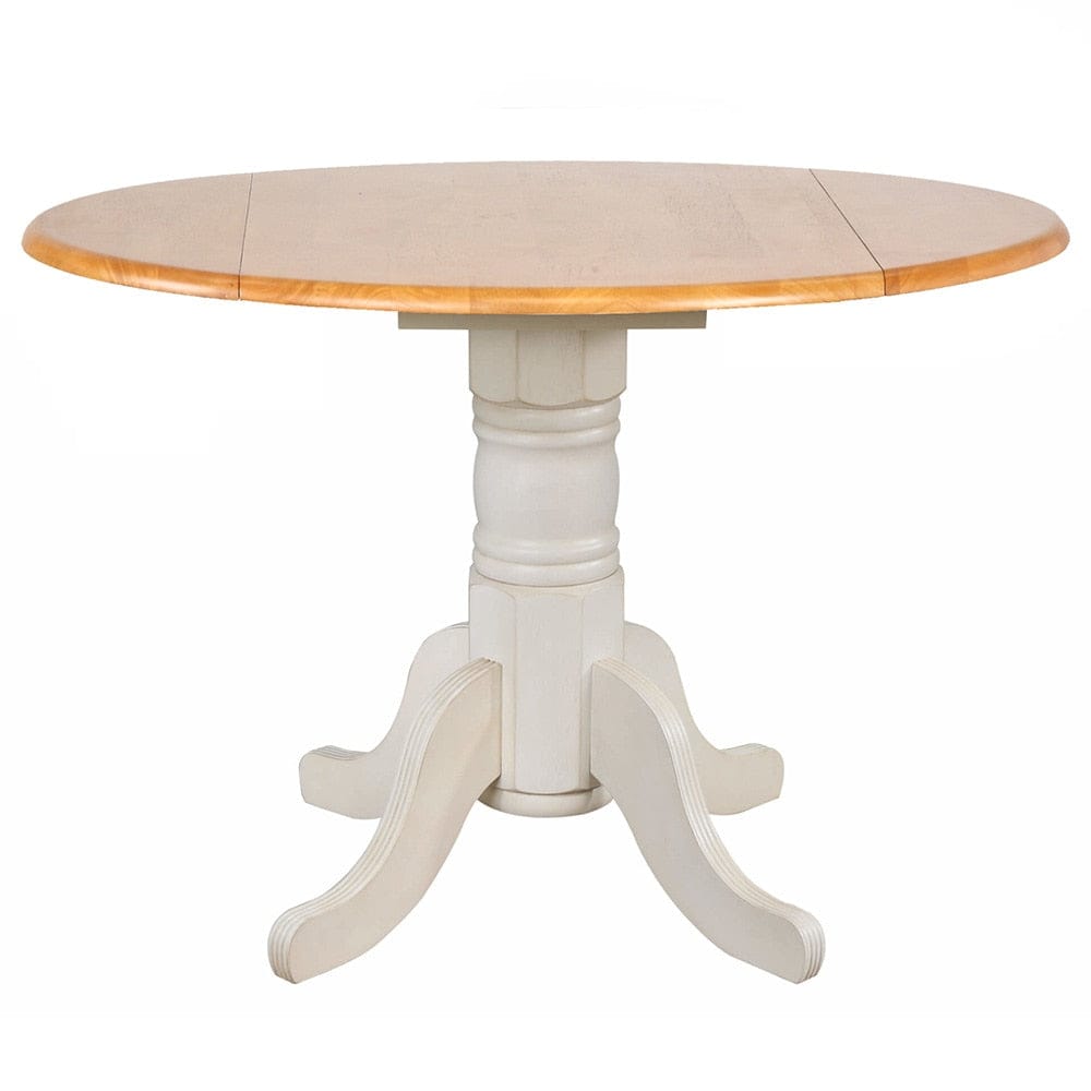 Sunset Trading - Oakley Selections 42in Round Extendable Drop Leaf Table  - Distressed Antique White/Light Oak - DLU-AWLO4242 veiw 1