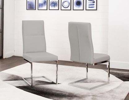 Sunset Trading - Opal Faux Leather Dining Chairs (Set of 2)  - Light Grey/Silver Chrome Legs - CR-G5515-03-2 veiw 1