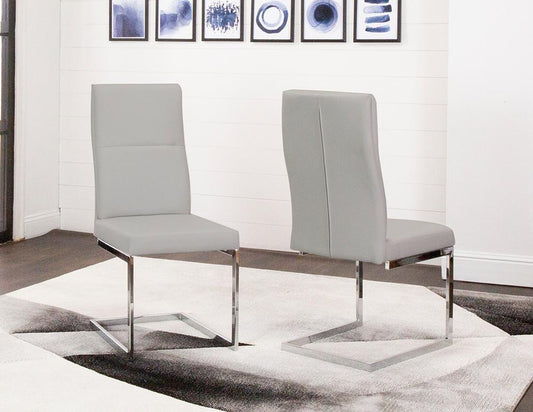 Sunset Trading - Opal Faux Leather Dining Chairs (Set of 2)  - Light Grey/Silver Chrome Legs - CR-G5515-03-2 veiw 1